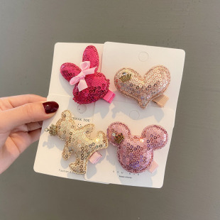 Korean Style Girl Hair Clip Cute Cartoon Sequins Love Rabbit diy Hair Accessories Children Hair Clip Accessories