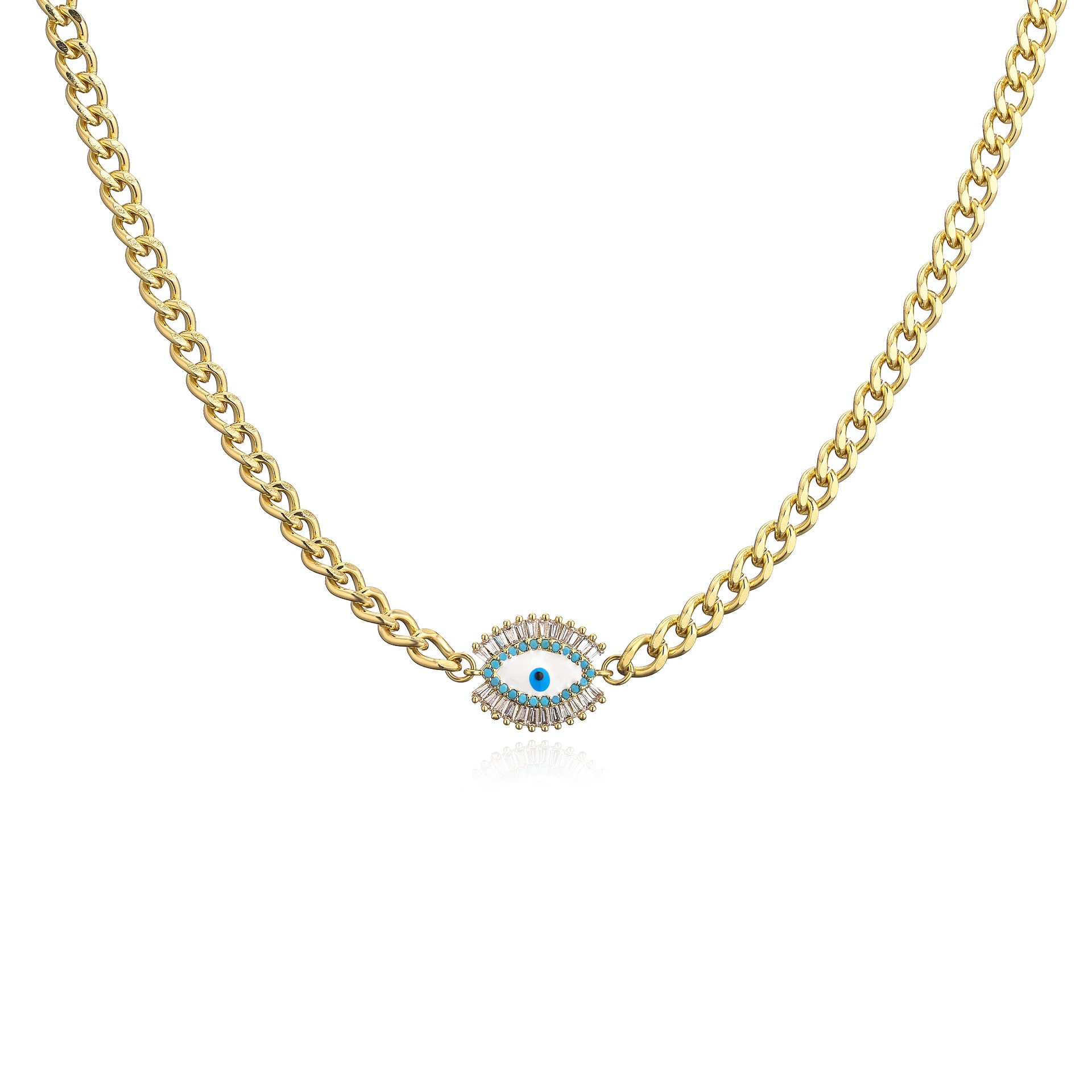 Fashion Devilu0027S Eye Stainless Steel Plating Zircon Bracelets Necklace