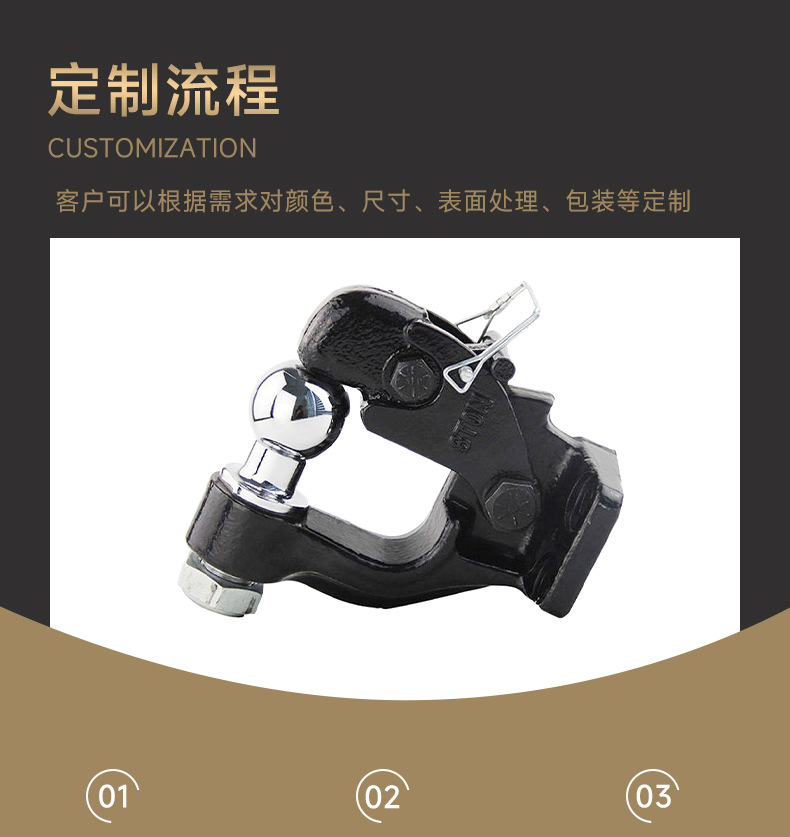 Cross-Border Manufacturer Trailer Arm Tiger Head Hook Off-Road Vehicle Universal Modification Rv Towing Accessories with Ball Head 15t