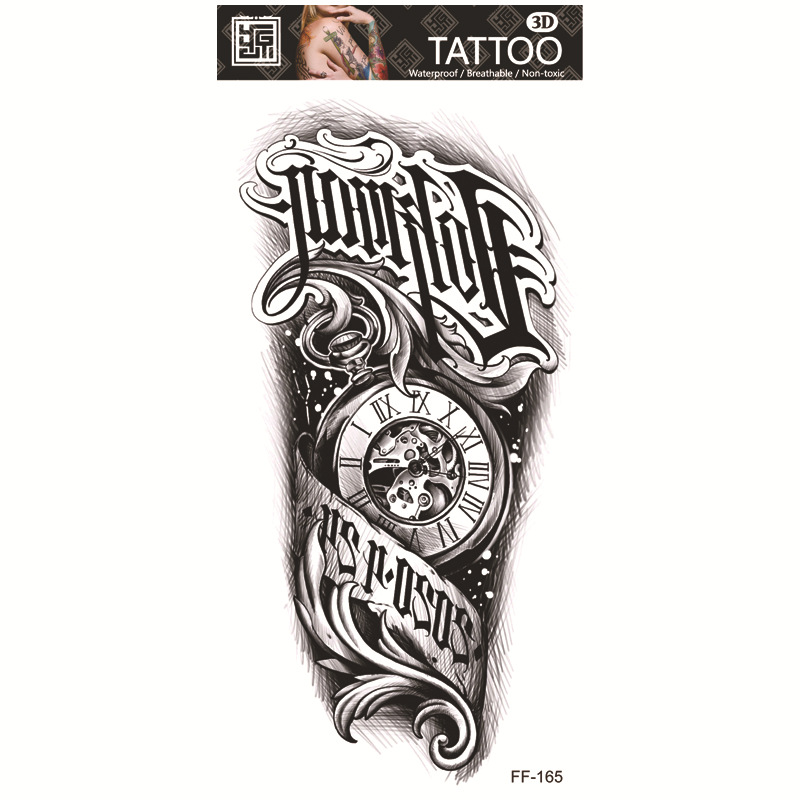 Yuanhua fábrica de pegatinas de tatuaje a prueba de agua en stock al por mayor cabeza de Lobo tótem texto árabe tatuaje pegatinas suministro transfronterizo