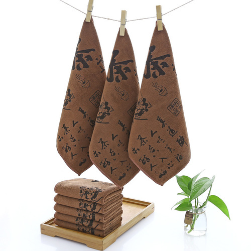 Wholesale Tea Towel Print Cleaning Absorbent Thick Solid Color Tea Towel Tea Cloth Tea Ceremony Towel Accessory Square Towel Rag LOGO
