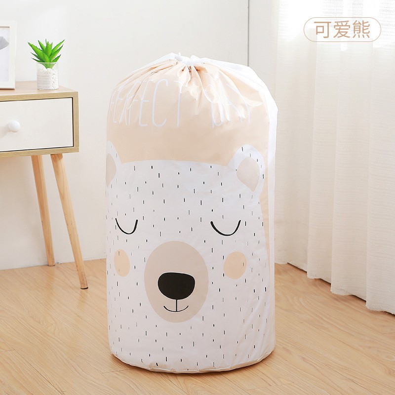 PEVA extraíble con cordón bolsa de edredón de algodón bolsa de almacenamiento cilíndrica a prueba de humedad a prueba de polvo hogar Organización y movimiento de gran capacidad