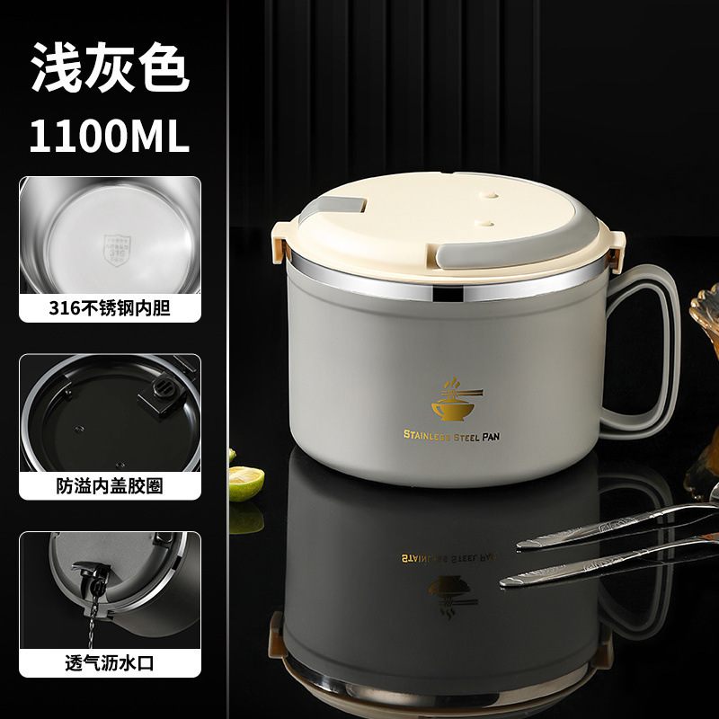 食品级不锈钢泡面碗带盖可沥水学生食堂打饭饭盒宿舍碗易洗|undefined