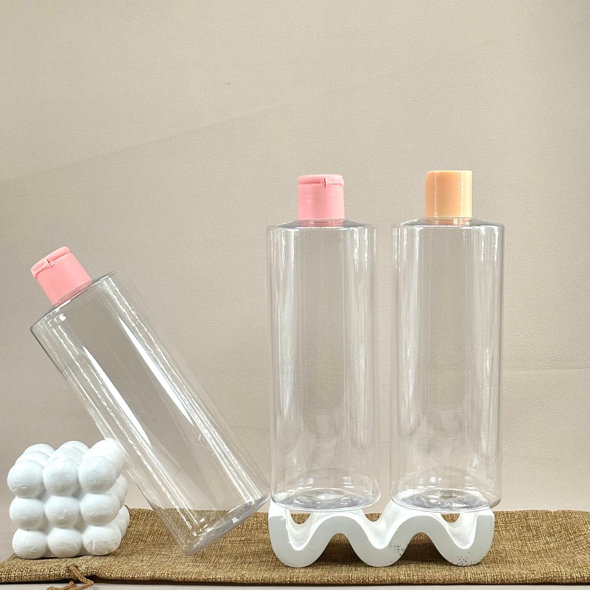 现货化妆品 包装瓶PET500ml直身瓶 喷雾瓶透明色旋盖平肩挤压瓶