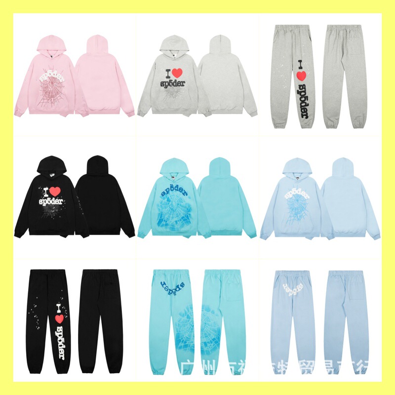 Cross-Border European and American Hoodies Sp5Der Spider Series Sweatshirts Autumn and Winter Printed Sweatshirts Sweatpants Wholesale Autumn and Winter Cross-Border European and American Hoodies Sp5Der Spider Series Sweatshirts Autumn and Winter Printed Sweatshirts Sweatpants Wholesale Autumn and Winter