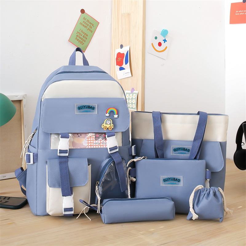 Kids Backpacks Primary School Student Backpack Cute Children's Backpack Campus Large Capacity Backpack Set With Badge Card_voghion.com