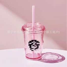 2025韩国星星同款跨境300ml单层吸管杯奶茶杯咖啡杯多色经典吸管