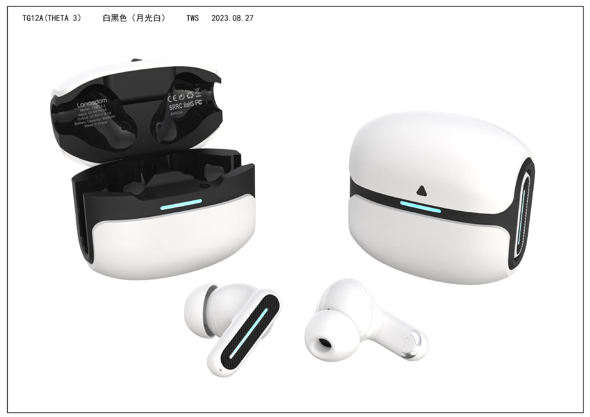 Lanston TG12 nuevo Real Wireless Bluetooth auricular de baja latencia medio en la oreja para Apple Huawei Xiaomi