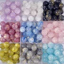 批发8-12mm鎏金树脂珠直孔晕染圆珠串珠diy手工串珠项链手链材料