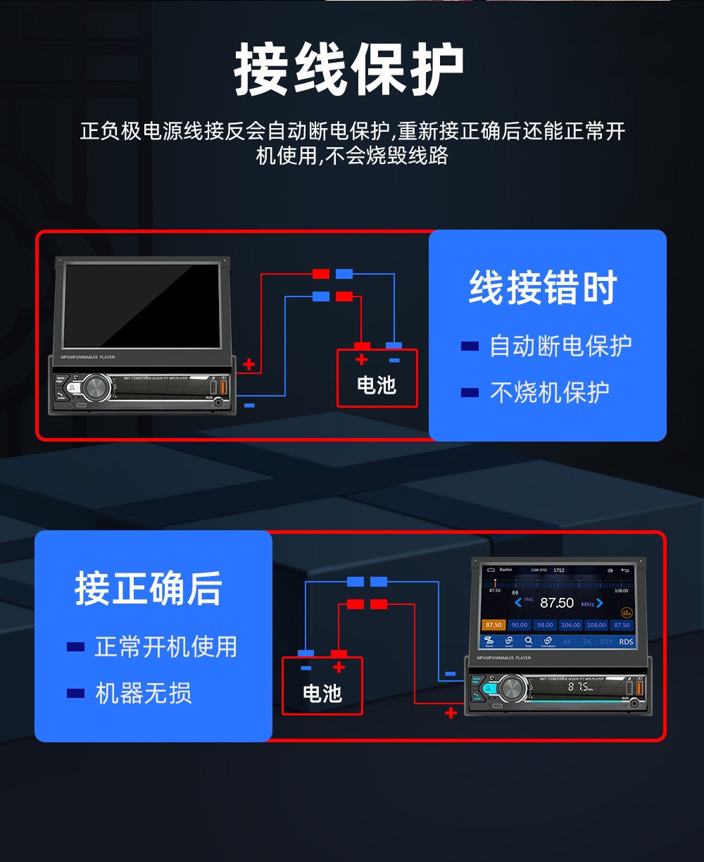 Special Clearance Price 7inch Retractable Screen Car MP5 Navigation Bluetooth Connectivity Reversing Camera Central Control Car System CarPlay