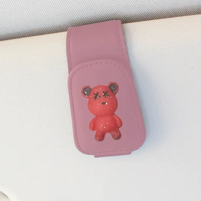 Car Glasses Clip/Bill Clip | multifunctional car glasses clip - pink-red-bear
