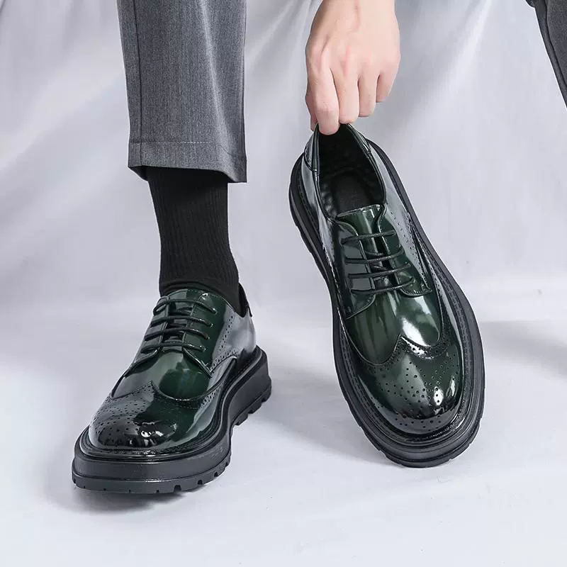 Мужская кожаная обувь новая деловая обувь мужская обувь Bullock резная свадебная обувь корейская версия британской обуви с толстой подошной прилив мужской