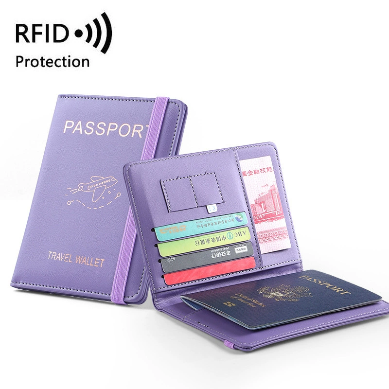 Обложка для паспорта из искусственной кожи PU, RFID дорожный кошелек, многофункциональный конверт для паспорта с отделениями для карт