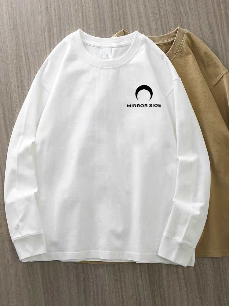 230g 100% algodón de alta gama camiseta de mujer de manga larga primavera y otoño nuevo estilo coreano camiseta de cuello redondo para mujeres