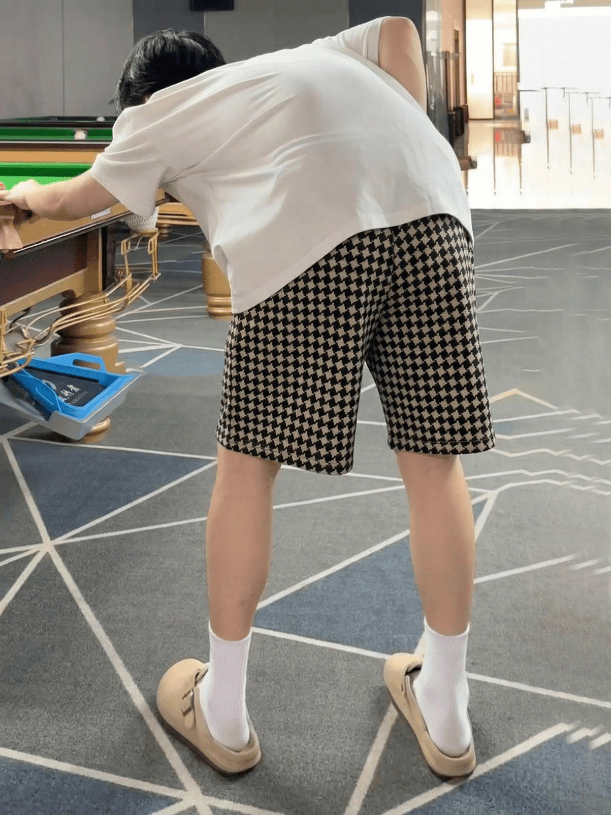 Herren Shorts Im Retro Houndstooth Design Lockerer Schnitt_voghion.com