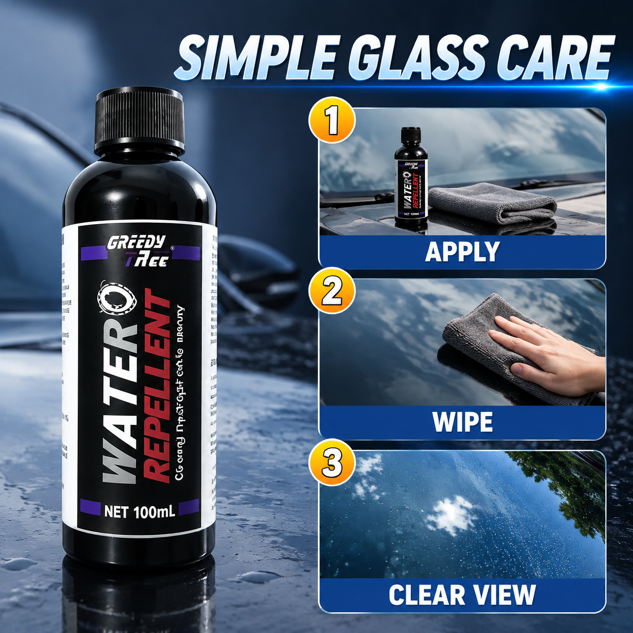 Car Windshield Water Repellent Anti-Fog Cleaner 100ml Rainy Day Clear Vision Maintenance Spray
