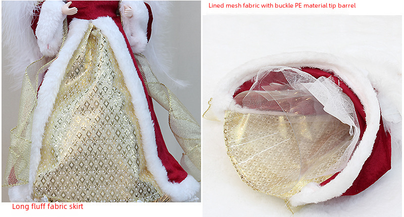 Baiyang crafts small wholesale Christmas new Christmas tree decoration supplies plush wings Angel Tree Top Star_voghion.com