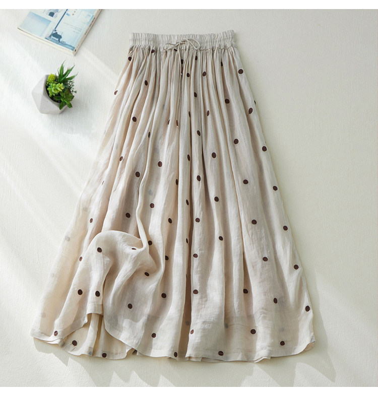 Chân váy xếp ly dáng chữ A cạp cao cotton hai lớp kiểu Nhật — Xanh lông mòng đen chi tiết 9