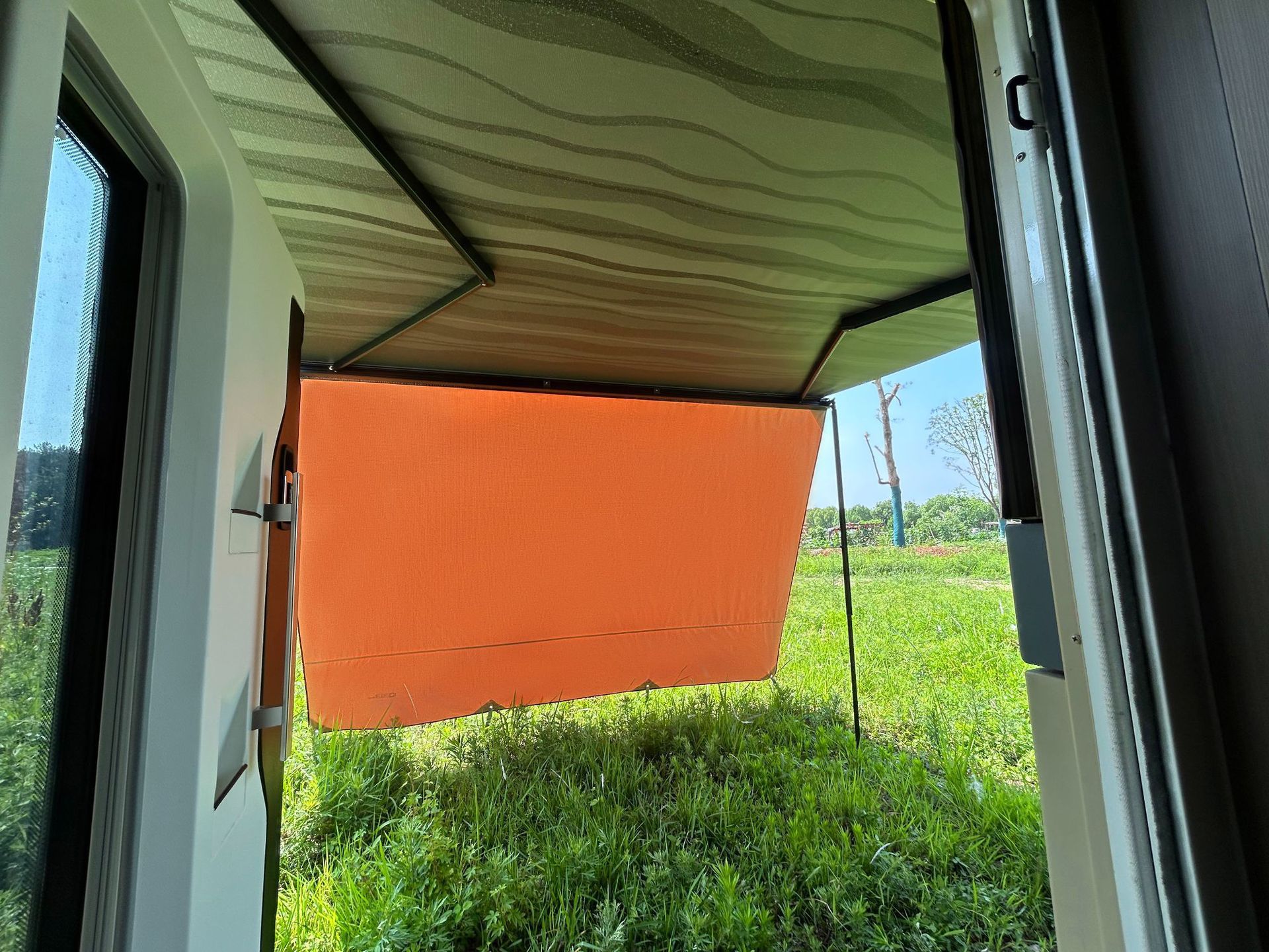 Source factory outdoor black vinyl canopy camping tent RV side expansion awning fabric, main fabric, side fabric wholesale