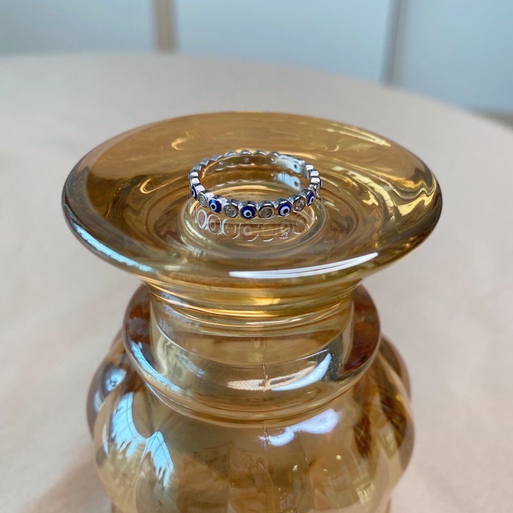 Novelty Devilu0027S Eye Sterling Silver Plating Inlay Zircon Rings 1 Piece