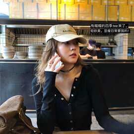 纯欲风辣妹轻欧美欲风帽帽tee21秋季黑色连帽打底T恤上衣长袖开衫