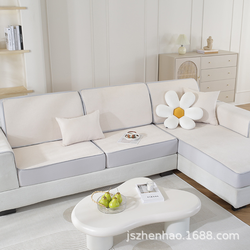 白色冰雪绒柔软亲肤夏季舒适透气坐垫新款全包沙发垫坐垫子