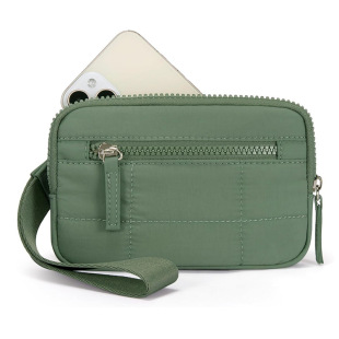 Amazon New Women's Wristband Wallet Nylon Quilted With 3 Zippers Accommodation Travel Card Bag
