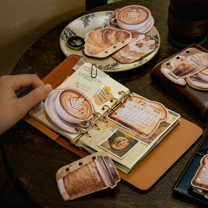 Café y pan 365 días de calendario de papel de agua de estilo retro image 1