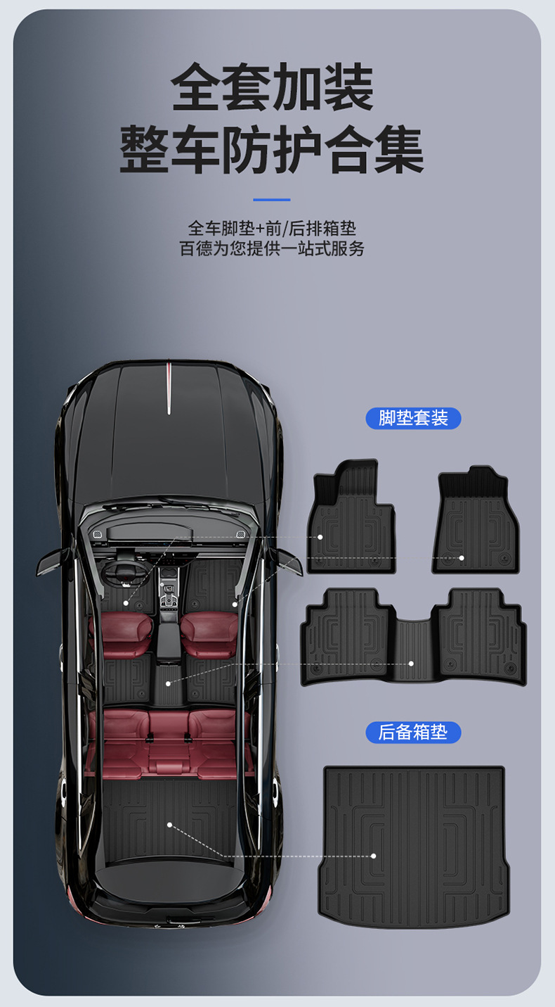 Suitable for Hongqi H6, HS3, HS5, HS6, PHEV, E-QM5, special colorful TPE car floor mats and trunk mat