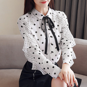 爆款好质量2021春季新款时尚女式衬衫重工制作波点衬衣女装上衣潮