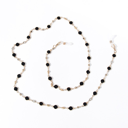 Elegant European and American edge glass connection + water drill handmade chain eyeglass chain accessories anti-slip anti-loss earphone metal