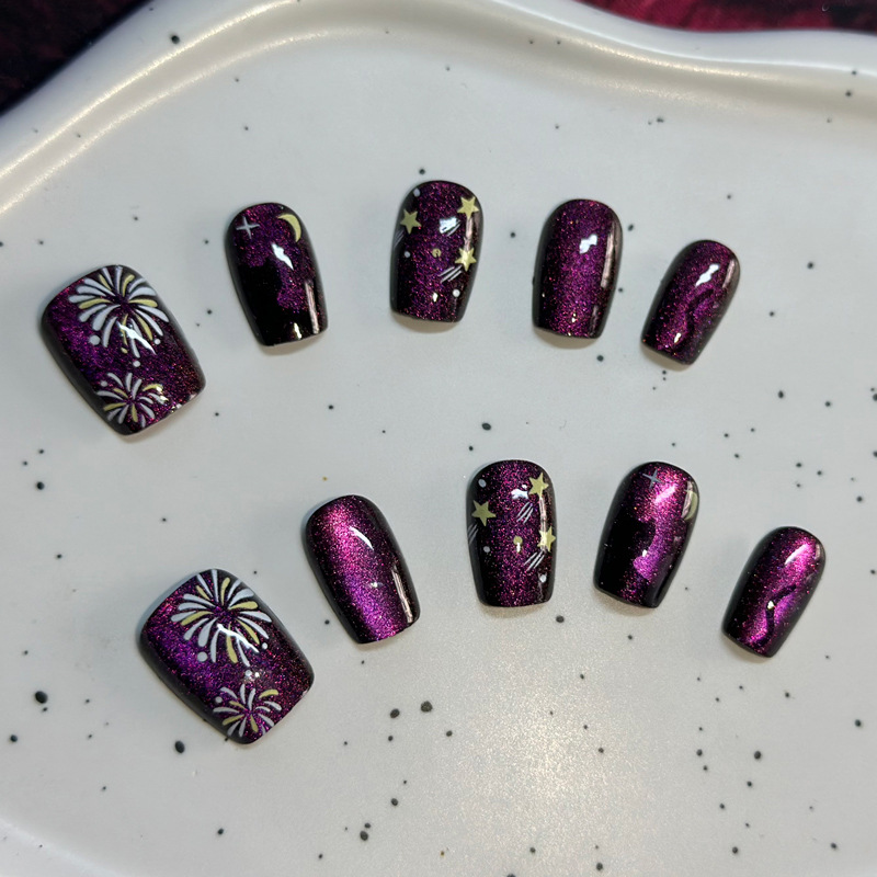 Yiyi Dance 10 piezas de uñas hechas a mano, terapia de luz, uñas, dopamina, uñas, uñas, parches al por mayor