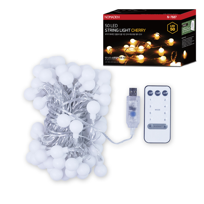 Cadena de luz LED bola cadena luz transfronteriza Venta caliente cereza USB caja de batería de control remoto acampar al aire libre decorativo luz LED