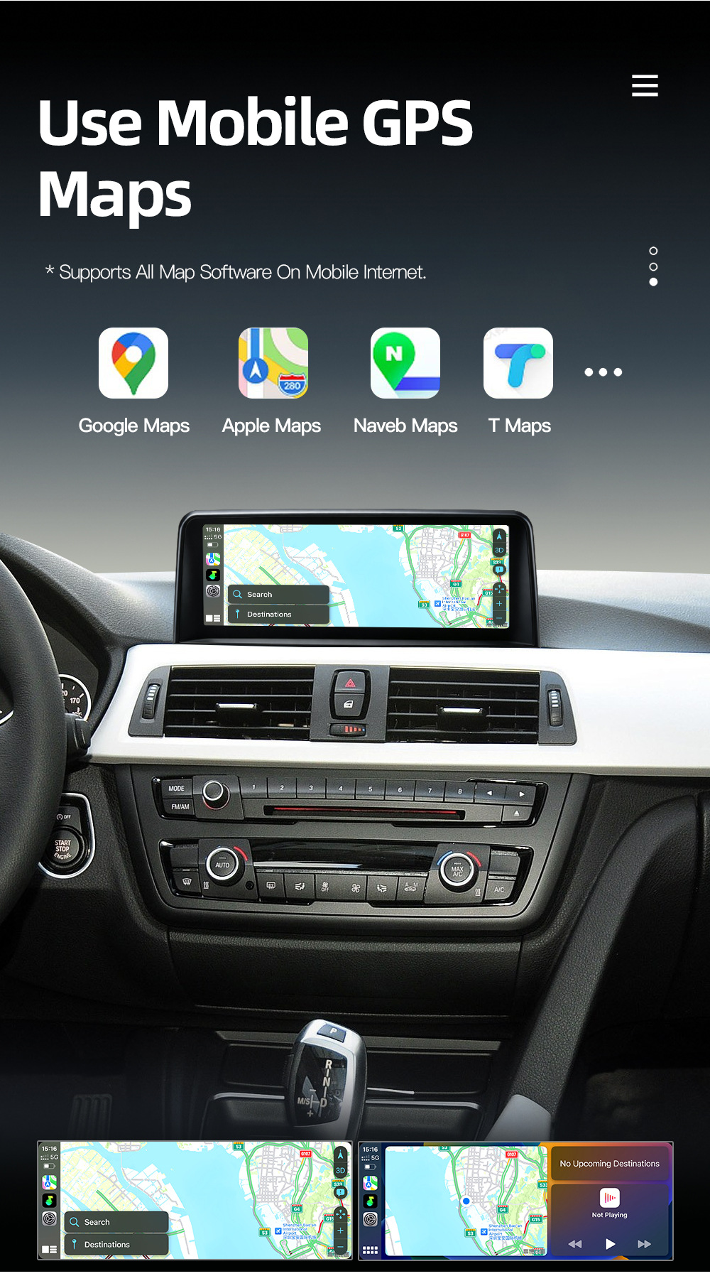 Suitable for Bmw 3 Series 4 Series F30 F31 F34 Car Central Control Large Screen Navigation Carplay Player