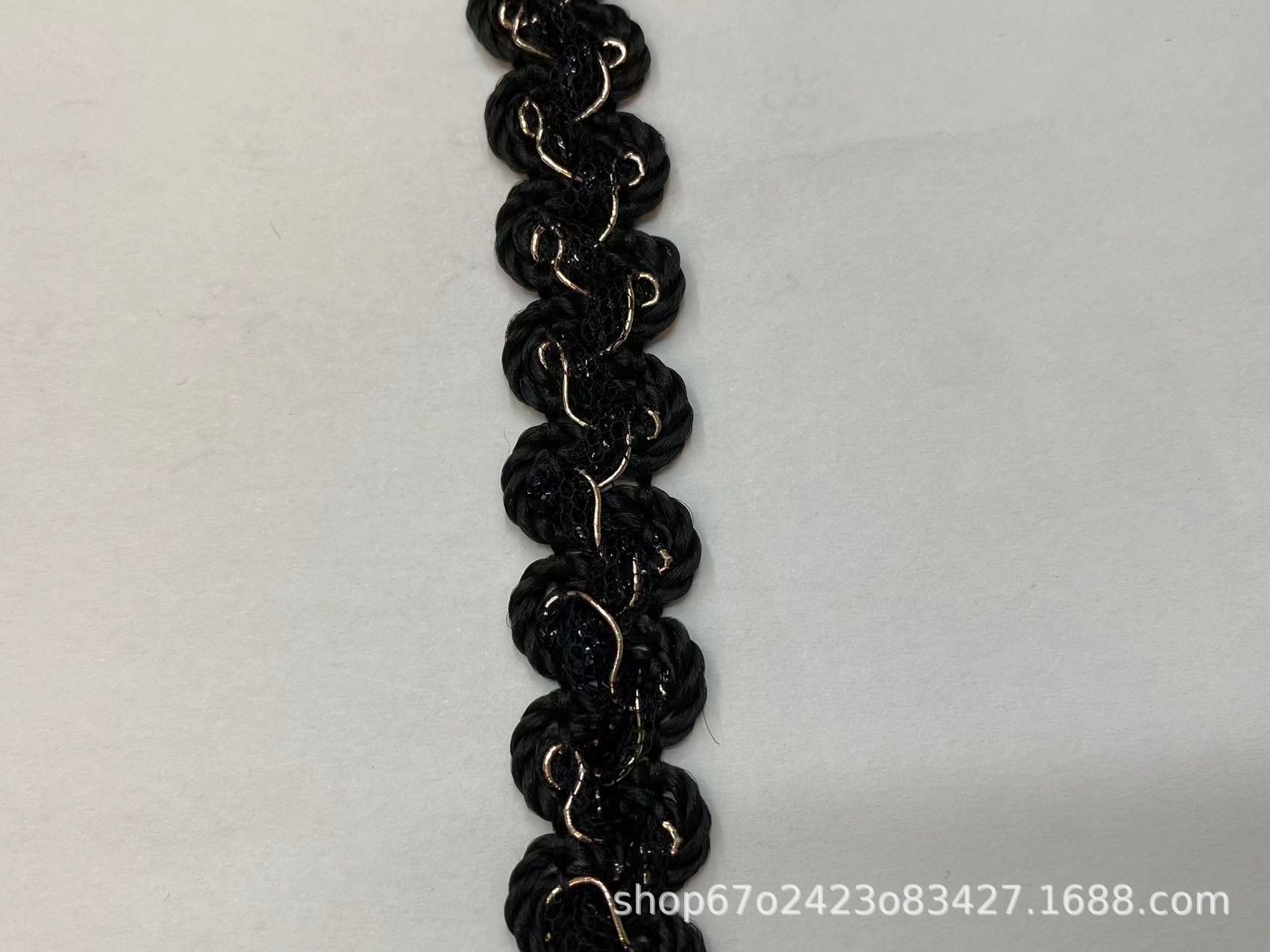 Chanel estilo de ocho caracteres ciempiés borde cinta de seda de oro borde de encaje tira de onda de encaje ropa abrigo Accesorios