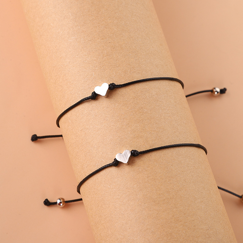 Heart Pattern Couple Gender Simple Style Heart Alloy No Inlaid Couple Bracelets