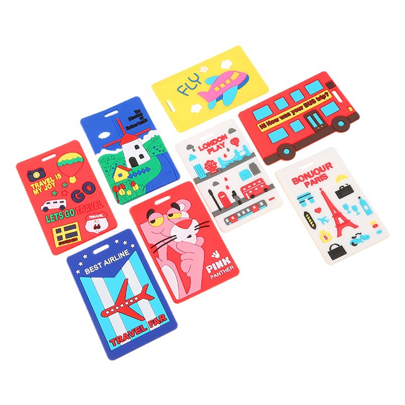 Silicone Card Holder Luggage Tag Airplane Tag Checked Tag Soft Rubber Boarding Pass Cartoon Bus Card Meal Card Suitcase Tag