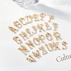 跨境新品合金鑲鑽26個字母吊墜diyKC金大寫英文字母掛件飾品配件