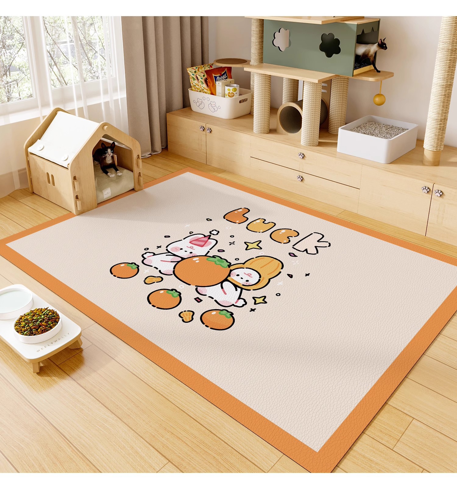 Simple Cartoon One-Touch Clean Pet Floor Mat Waterproof and Urine-Proof Pet Mat No-Wash Easy Care Pet Fence Mat Dropshipping