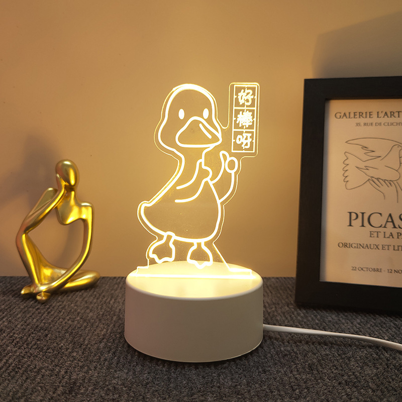 新奇特3d小夜灯卸売り来図創意プレゼントのベッドの上の電気スタンドの越境雰囲気はアクリル製のlogoを決めます。|undefined