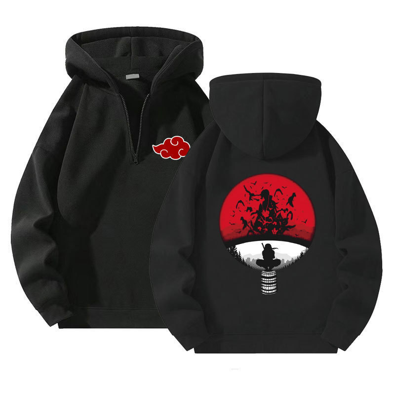 Foreign Trade New Quarter Zipper Pullover Sweatshirt for Men and Women Casual Anime Naruto Zipper Sweatshirt