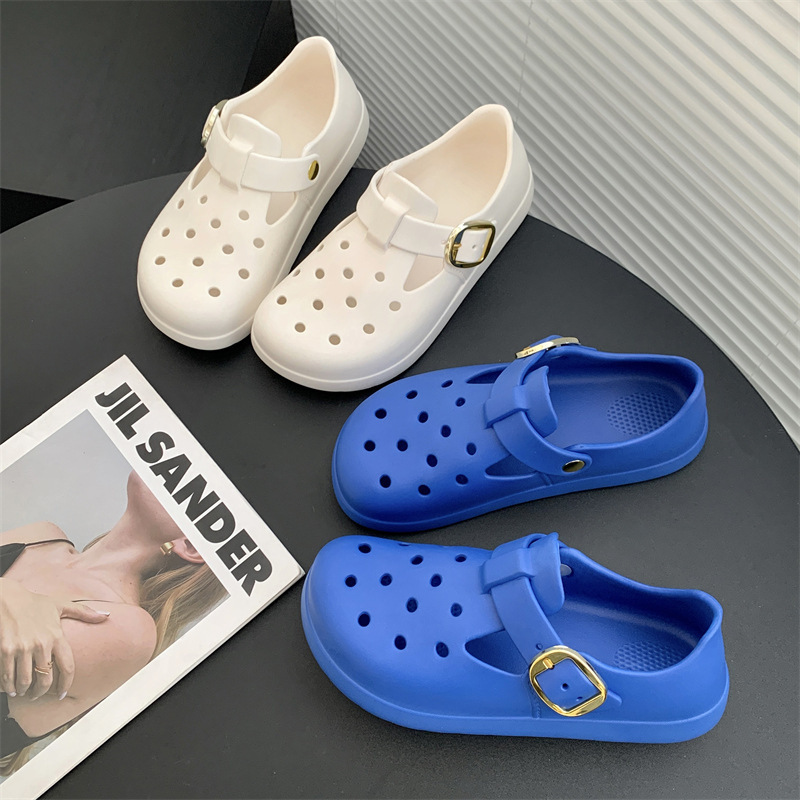 Croc Shoes Women's All-Inclusive Birkenstock Shoes Eva New Outer Wear Driving Work Sandals Thick-Soled Sandals and Slippers