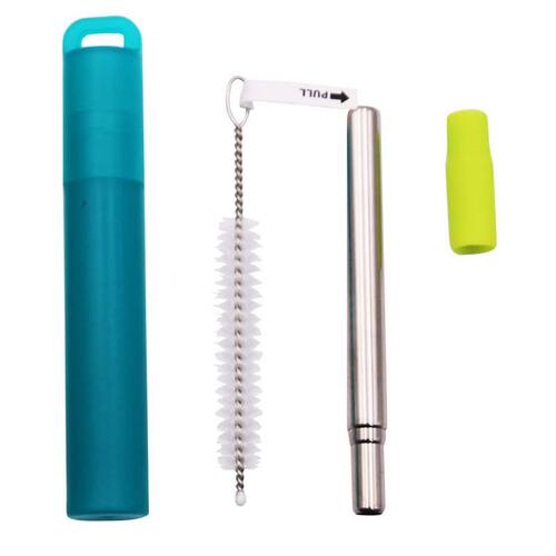Silicone mouth 304 stainless steel telescopic straw box foldable straw portable straw Amazon cross-border e-commerce