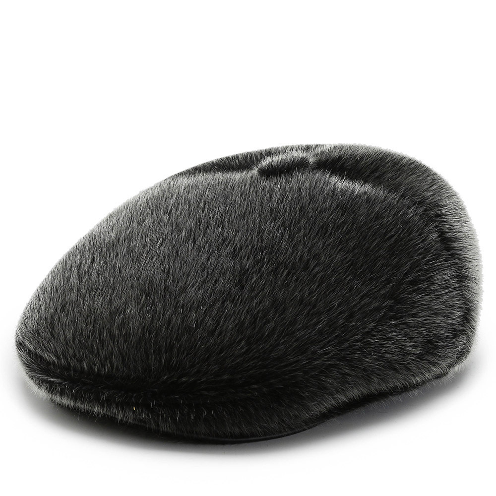Mink fur forward hat - gray