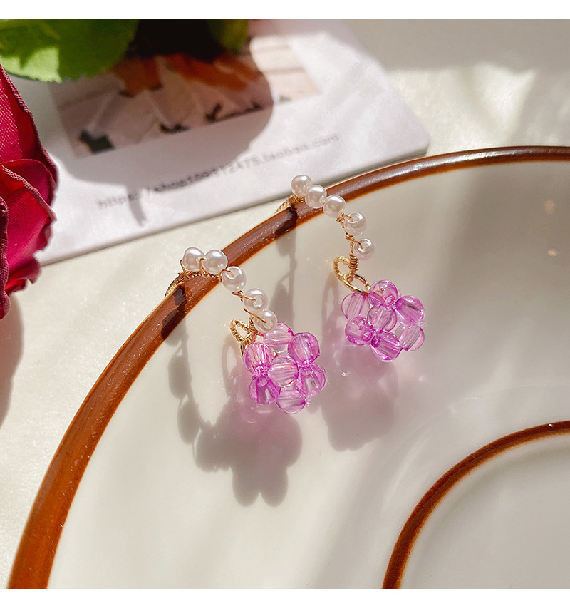 Simple Style Flower Alloy Patchwork Women's Drop Earrings display picture 2