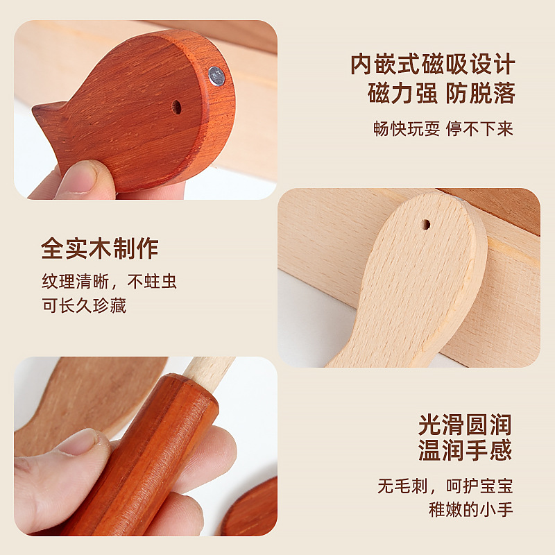 Juegos de pesca de madera para niños Magnéticos Educación temprana movimiento fino coordinación mano-ojo juguete interactivo padre-hijo bloques de construcción ayuda didáctica