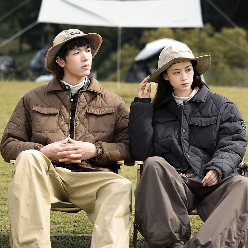 Пара японского бренда прилива свободная бриллиантовая куртка большого размера мужская сплошной цвет может быть теплой и ветрозащитной зимней хлопчатобумажной курткой