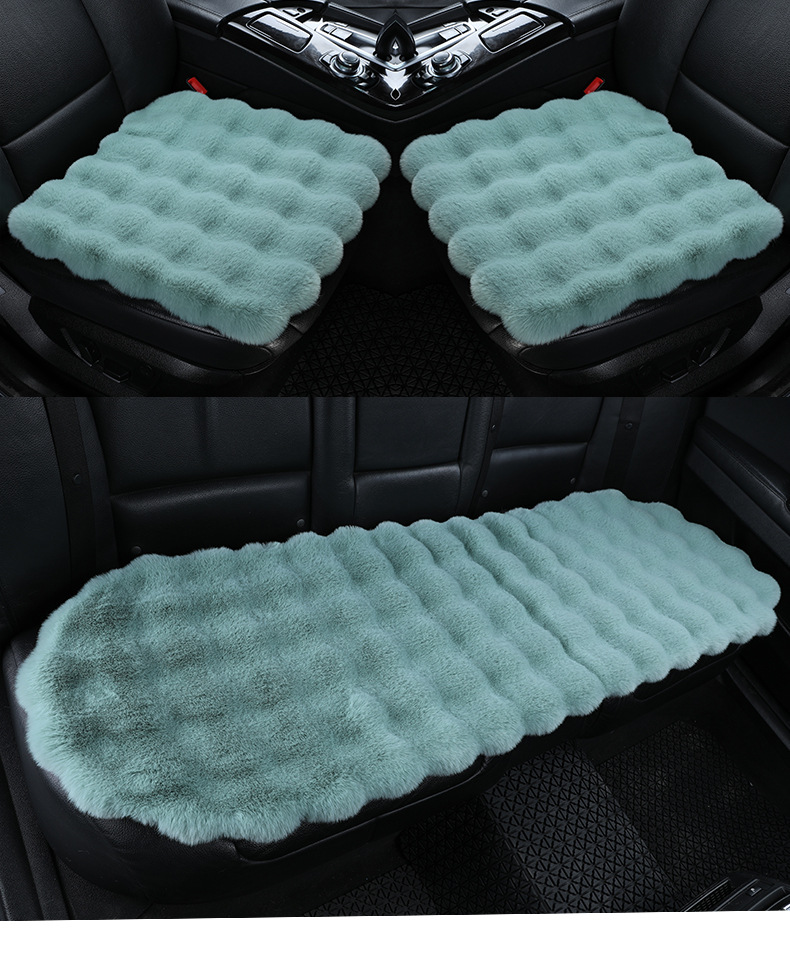 temu Amazon new bubble velvet car cushion rabbit plush warm winter three-piece plush