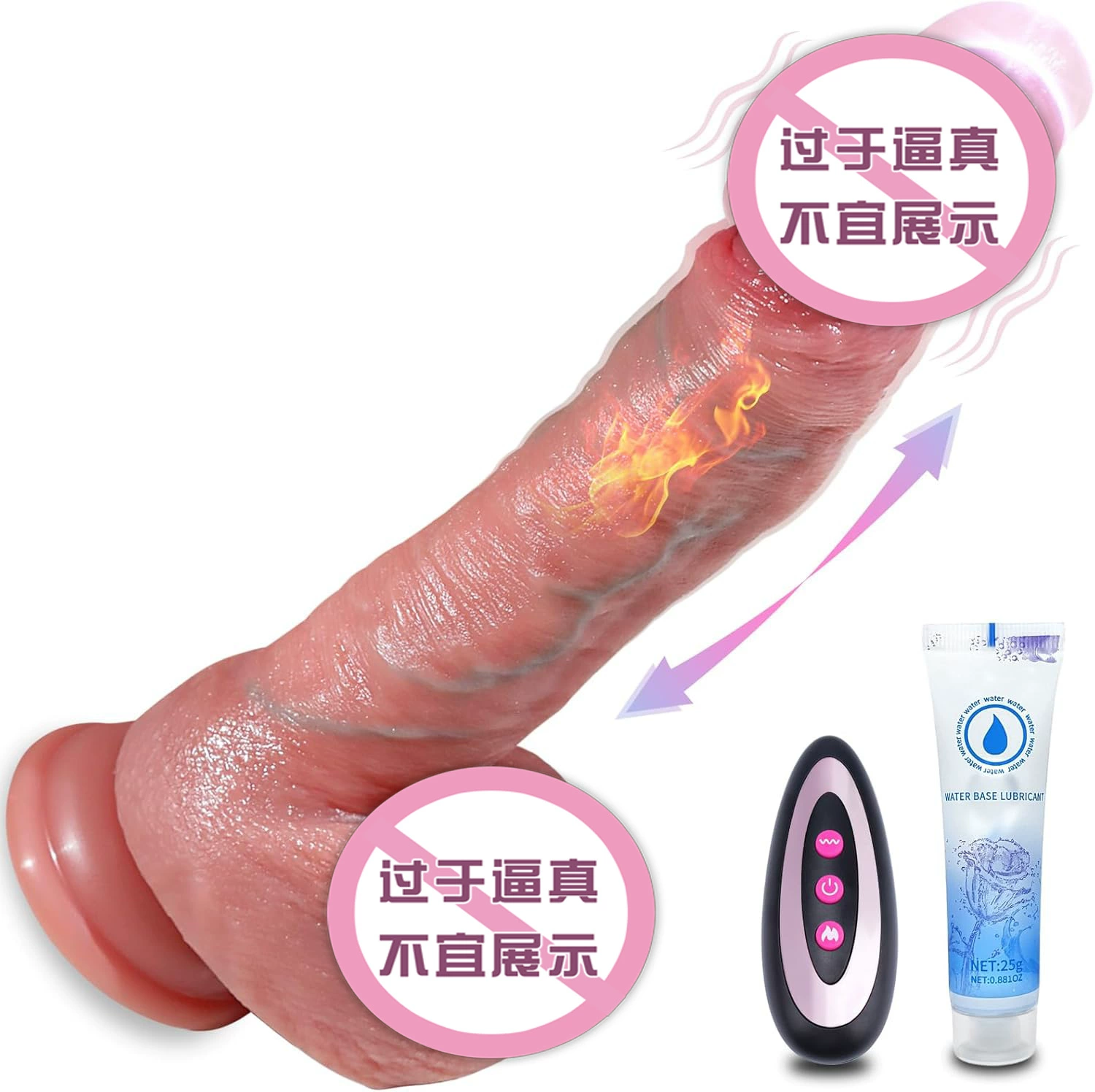 Realistic Suction Vibrator, Soft Feel, 22×4 cm, Remote-Controlled
