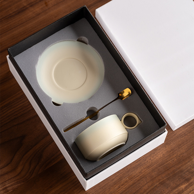 コーヒーカップギフトセットレトロカップラテカップ現代ミルクティーカップ軽贅沢陶磁器カップ皿ビジネスプレゼントクロスボーダー|undefined